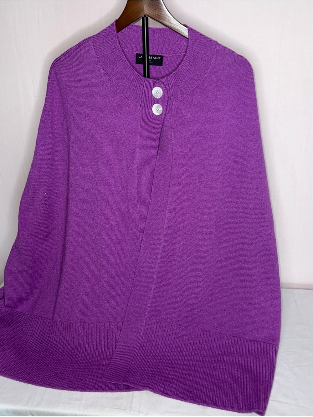 Lane Bryant Purple Button-Front Cape Sweater